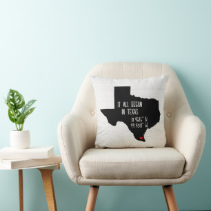 Texas GPS Coordinates with Heart Cushion