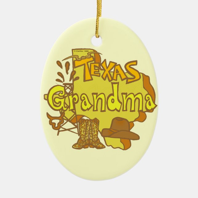 Texas Grandma Ceramic Tree Decoration (Front)