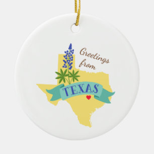 Texas Greetings Ceramic Tree Decoration