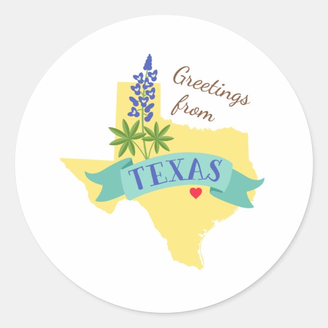 Texas Greetings Classic Round Sticker (Front)
