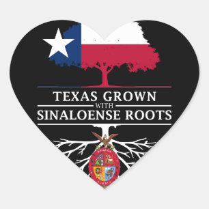 Texas Grown with Sinaloa Roots Heart Sticker
