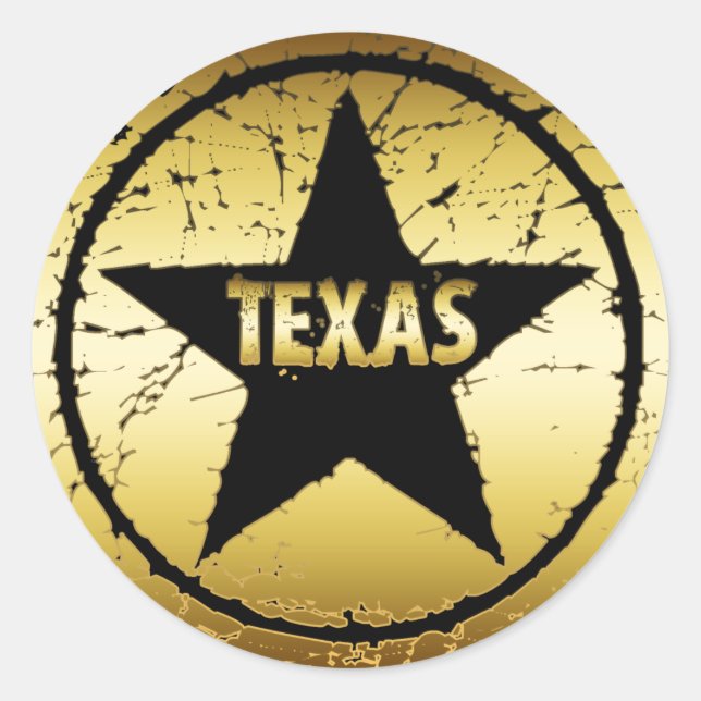 TEXAS GRUNGE STYLE STAR CLASSIC ROUND STICKER (Front)