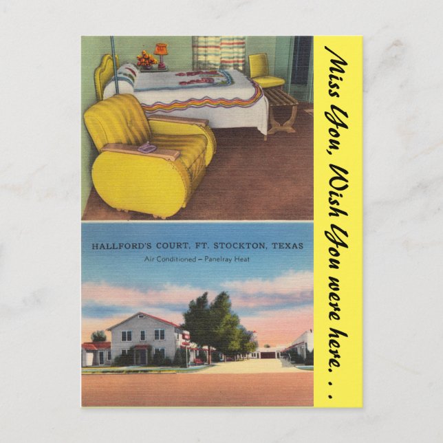Texas, Hallford's Court, Ft. Stockton Postcard (Front)