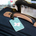 Texas Heart | Home State Luggage Tag<br><div class="desc">Rep your home state of Texas with this cute turquoise and pink luggage tag featuring a silhouette map of the state of Texas with a pink heart inside, overlaid on a trendy preppy aqua stripe background. This cute design in trendy colours makes a great Christmas stocking stuffer or gift for...</div>