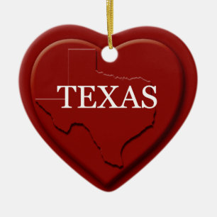 Texas Heart Map Christmas Ornament