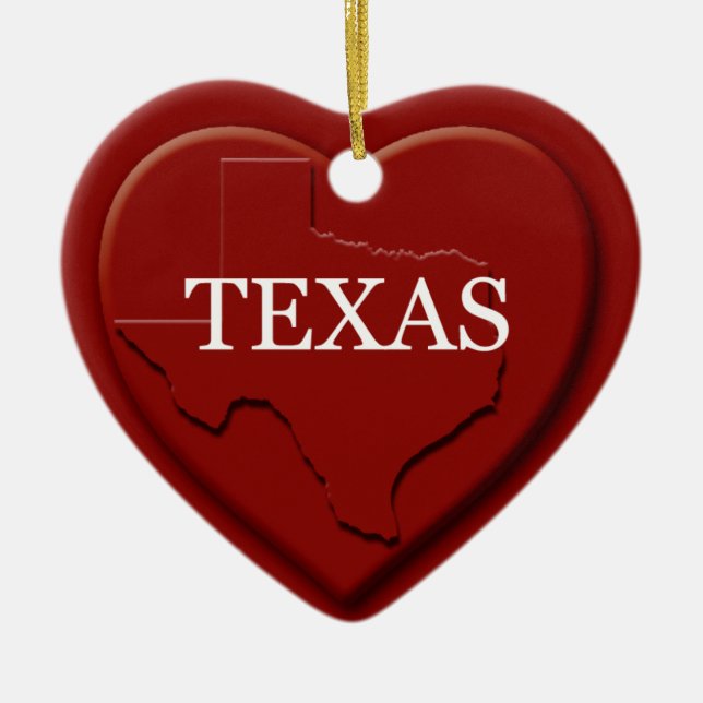 Texas Heart Map Christmas Ornament (Front)