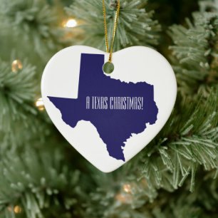 Texas Heart Personalised Christmas Ceramic Tree Decoration