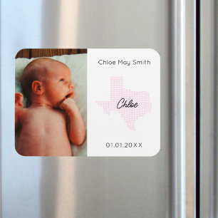 Texas Hearts Custom Photo Birth Announcment Magnet