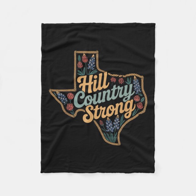 Texas Hill Country 2025 Texas Strong Retro Motivat Fleece Blanket (Front)