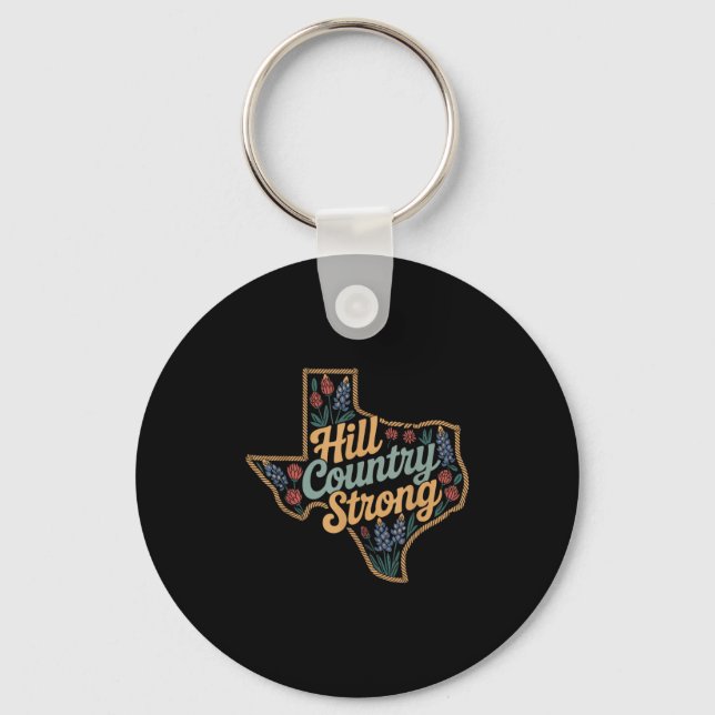 Texas Hill Country 2025 Texas Strong Retro Motivat Key Ring (Front)