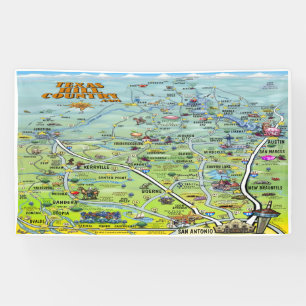 Texas Hill Country Cartoon Map Banner