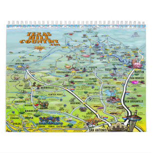 Texas Hill Country Cartoon Maps Calendar