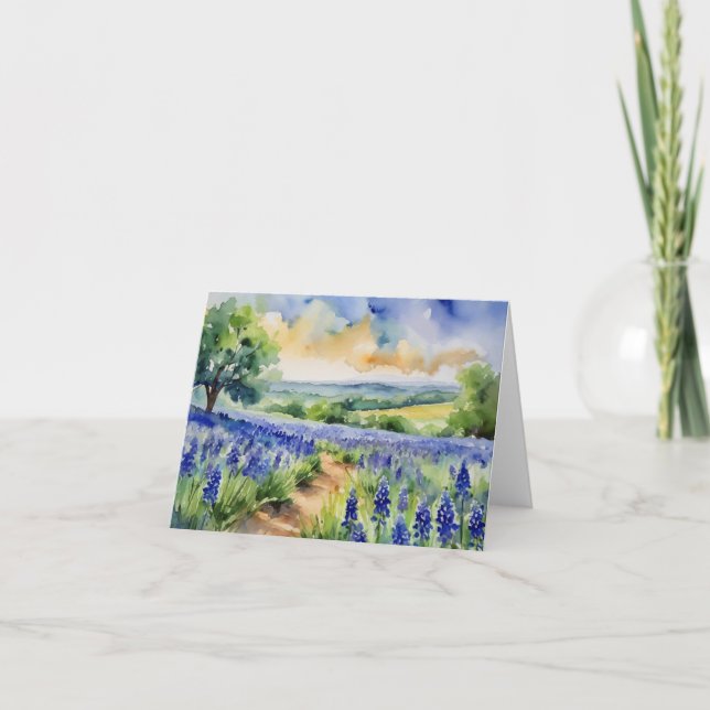 Texas Hill Country Watercolor Card (Front)