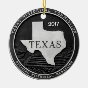 Texas Historical Medallion Ceramic Tree Decoration