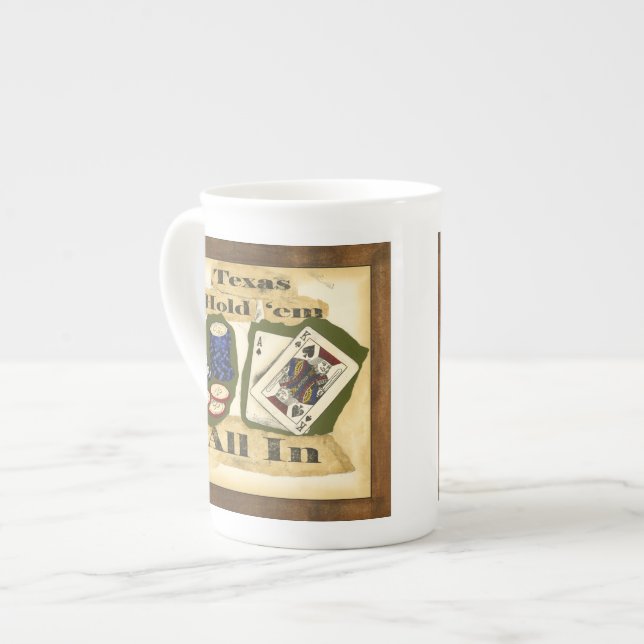 Texas Hold 'Em Hand with King and Ace Bone China Mug (Front Left)