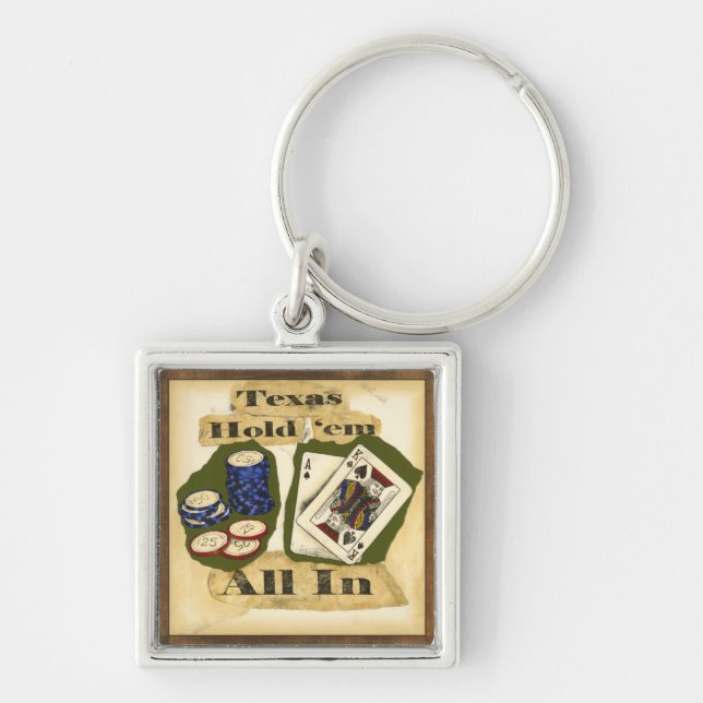 Texas Hold 'Em Hand with King and Ace Key Ring (Front)