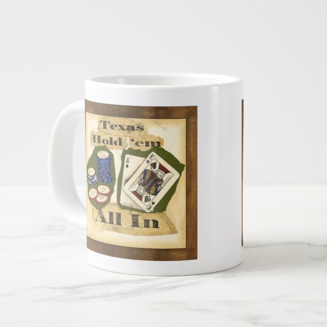 Texas Hold 'Em Hand with King and Ace Large Coffee Mug (Front Left)