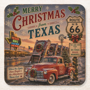 Texas Holiday Table Tradition Route 66 Square Paper Coaster