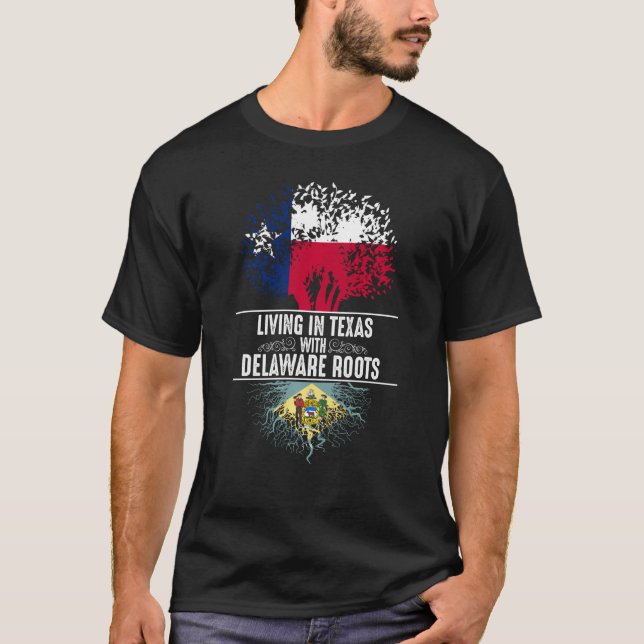 Texas Home Delaware Roots State Tree Flag Love T-Shirt (Front)