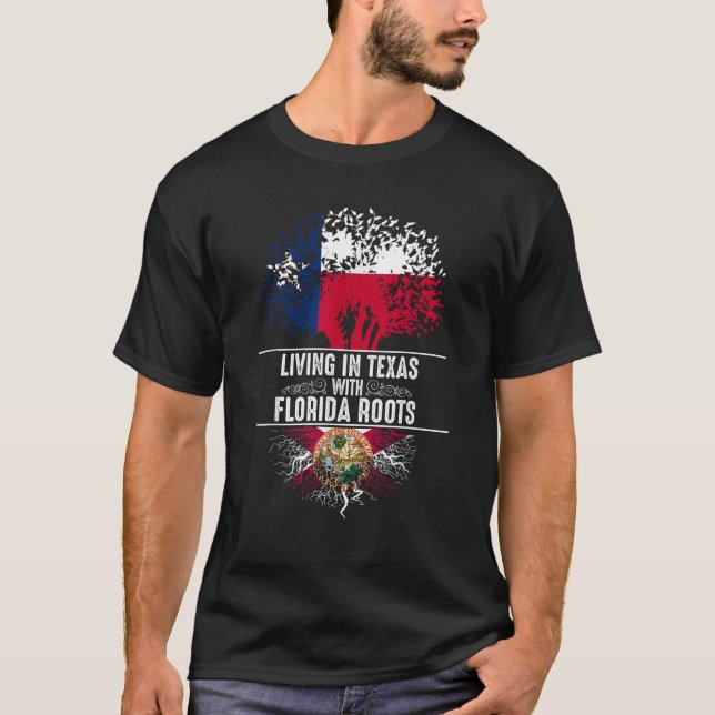 Texas Home Florida Roots State Tree Flag Love Gift T-Shirt (Front)