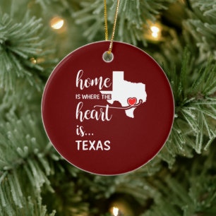 Texas home is where the heart is ceramic tree decoration