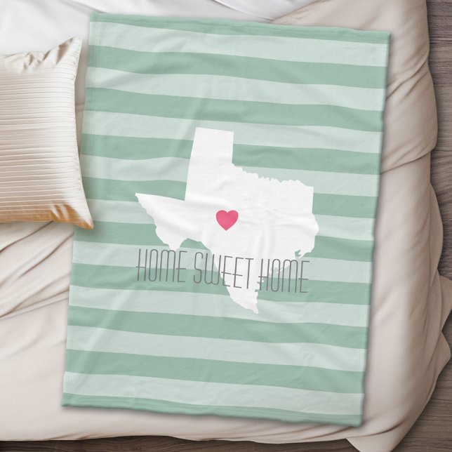 Texas Home State Love with Custom Heart Fleece Blanket (Texas Personalized Fleece Blanket)