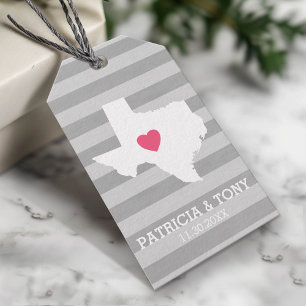 Texas Home State Love with Optional Custom Heart Gift Tags
