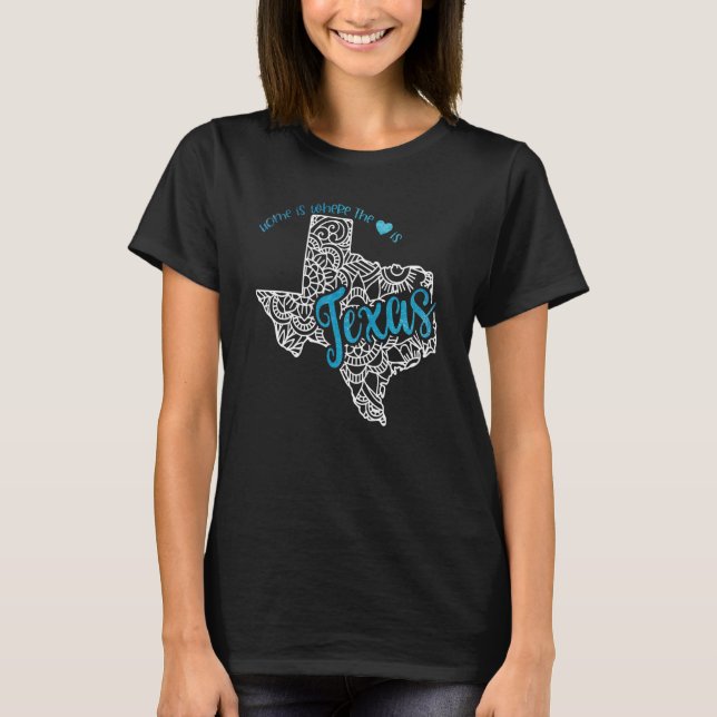 Texas Home State Tx Mandala Map Usa America Us Pat T-Shirt (Front)