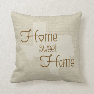 Texas-Home Sweet Home burlap-look custom name Cushion
