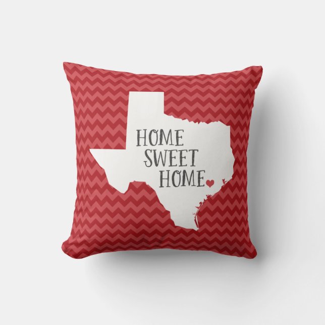Texas Home Sweet Home State Chevron Throw Pillow (Front)