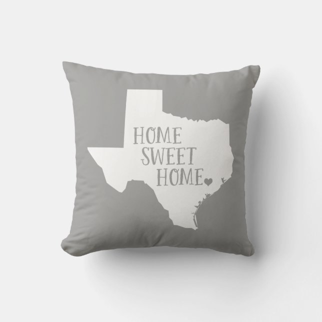 Texas Home Sweet Home State Throw Pillow (Front)