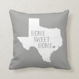 Texas Home Sweet Home State Throw Pillow