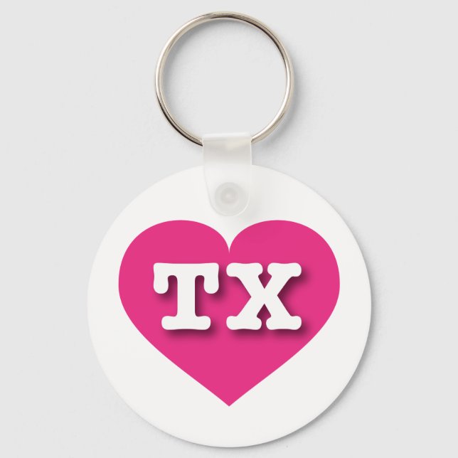 Texas Hot Pink Heart - I love TX Key Ring (Front)