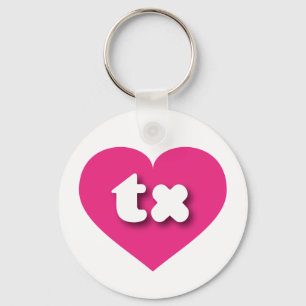 Texas hot pink heart - I love tx Key Ring
