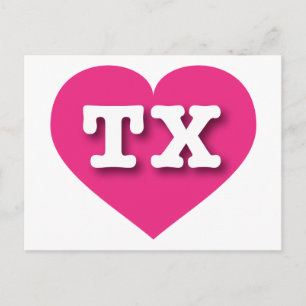 Texas Hot Pink Heart - I love TX Postcard