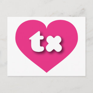 Texas hot pink heart - I love tx Postcard