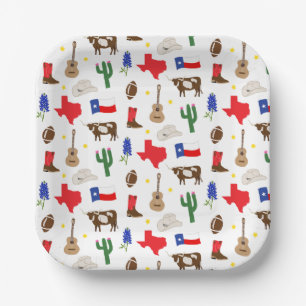 Texas Icons Paper Plate