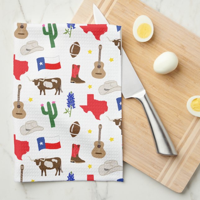 Texas Icons Tea Towel (Quarter Fold)