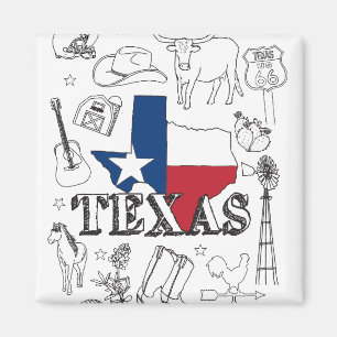 Texas Illustration Doodles of Texas Texas Pattern Magnet