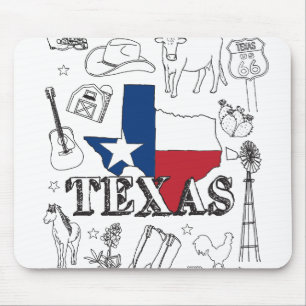 Texas Illustration Doodles of Texas Texas Pattern Mouse Mat