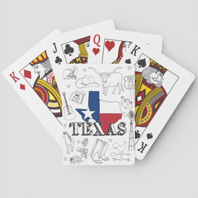 Texas Illustration Doodles of Texas Texas Pattern Playing Cards (Back)