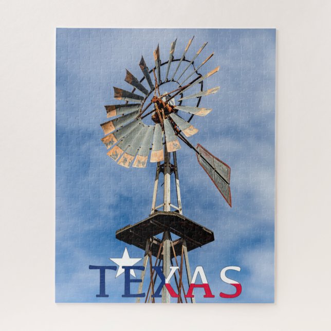 Texas Image, Windmill and Texas Logo Jigsaw Puzzle (Vertical)