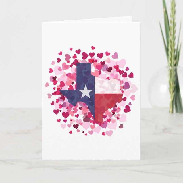 Texas in a Field of Hearts - Valentine's Day Holiday Card (Front)