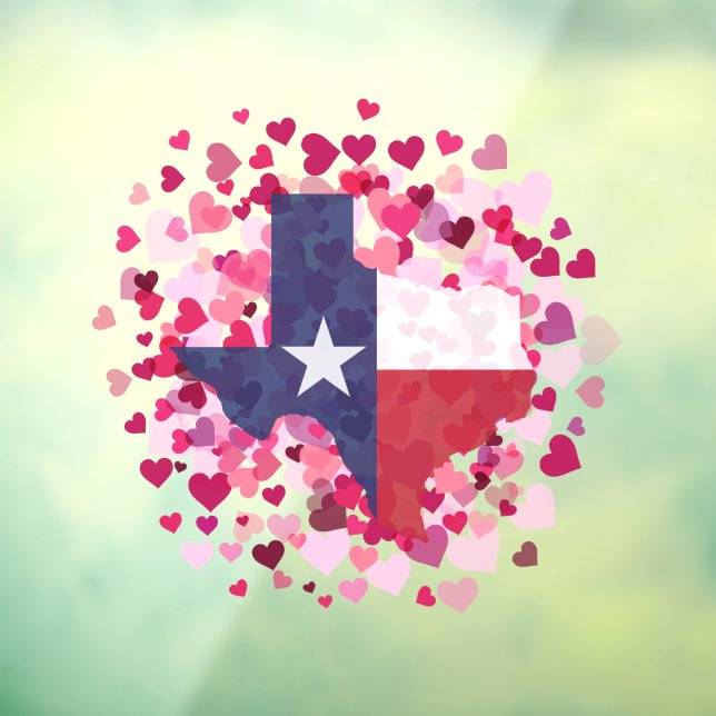 Texas in a Field of Hearts - Valentine's Day Window Cling (Sheet 3)
