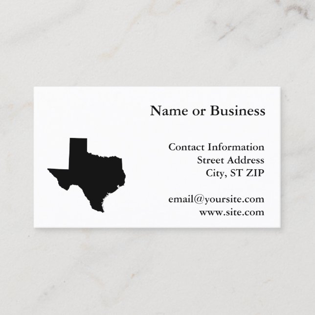 Texas in Black and White Business Card (Front)
