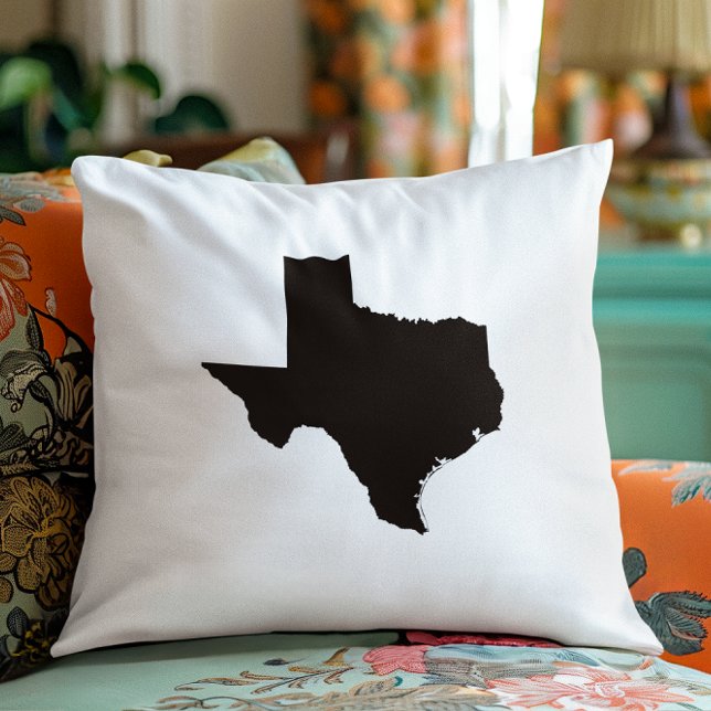 Texas in Black and White Cushion (Texas in Black and White Throw Pillow)
