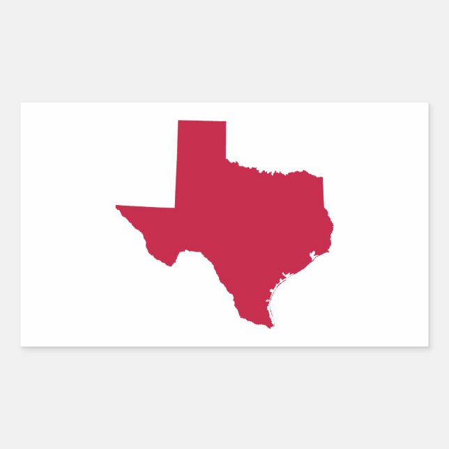 Texas in Red Rectangular Sticker (Front)