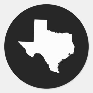 Texas in White and Black Classic Round Sticker