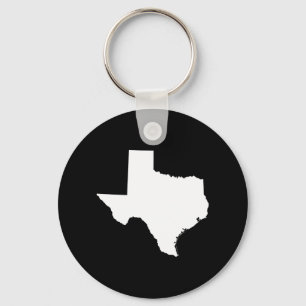 Texas in White and Black Key Ring
