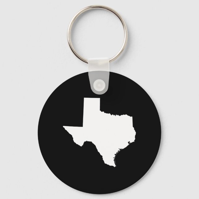 Texas in White and Black Key Ring (Front)
